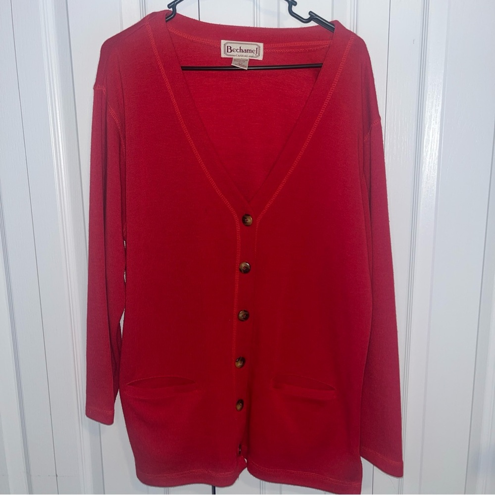 Red cardigan Bechamel